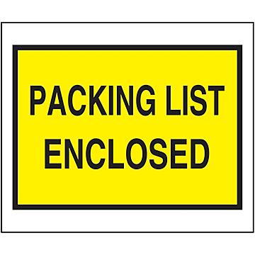 "Packing List Enclosed" Full-Face Envelopes - Yellow, 10 x 12"