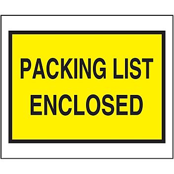 "Packing List Enclosed" Full-Face Envelopes - Yellow, 10 x 12" S-5289