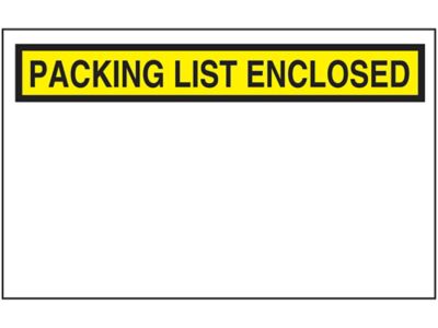 "Packing List Enclosed" Banner Envelopes - Yellow, 5 1/2 x 10"