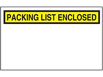 "Packing List Enclosed" Banner Envelopes - Yellow, 5 1/2 x 10" S-5290