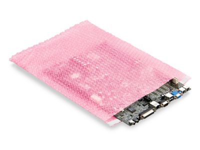 Anti-Static Bubble Bags - Self-Seal, 12 x 15 1/2, Pink - ULINE - Carton of 200 - S-533