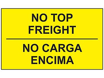 Etiquetas Adhesivas Bilingües Inglés / Español - "No Top Freight", 3 x 5"