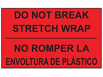 Bilingual English/Spanish Labels - "Do Not Break Stretch Wrap", 3 x 5" S-5340