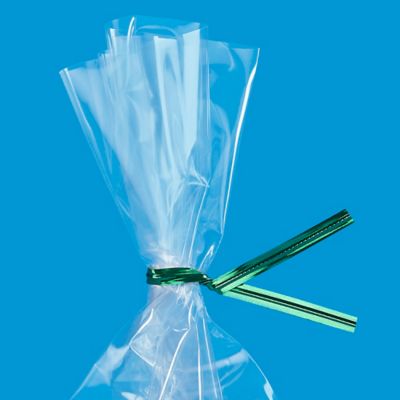 Metallic Pre-Cut Twist Ties - 4", Green S-5353G