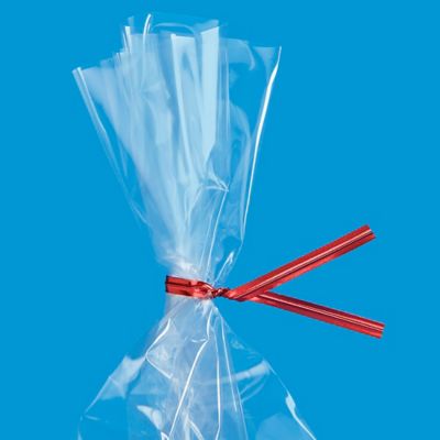 Metallic Pre-Cut Twist Ties - 4", Red S-5353R
