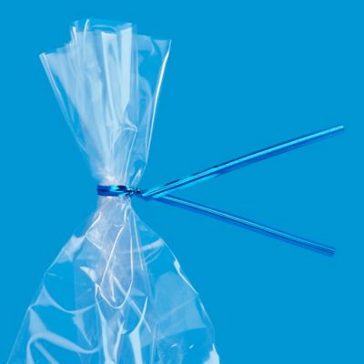 Metallic Pre-Cut Twist Ties - 8", Blue S-5354BLU