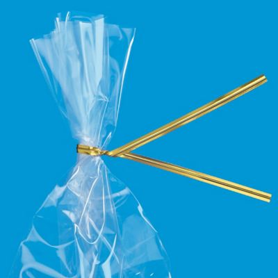 Metallic Pre-Cut Twist Ties - 8", Gold S-5354GOLD