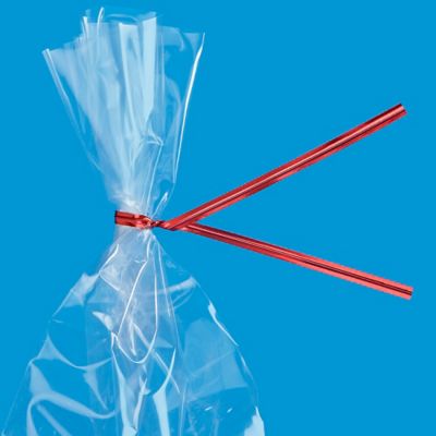 Metallic Pre-Cut Twist Ties - 8", Red S-5354R