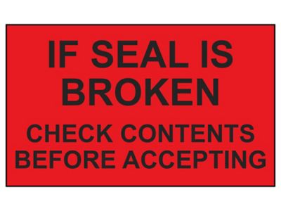 Pallet Protection Labels - "If Seal is Broken Check Contents", 3 x 5"