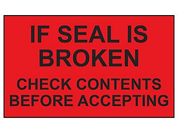 Pallet Protection Labels - "If Seal is Broken Check Contents", 3 x 5" S-5362