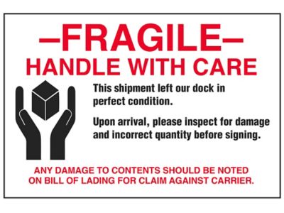 Pallet Protection Labels - "Fragile...Damage to Contents Should be Noted", 4 x 6"