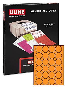 Uline Circle Laser Labels - Fluorescent Orange, 1 2/3" S-5490O