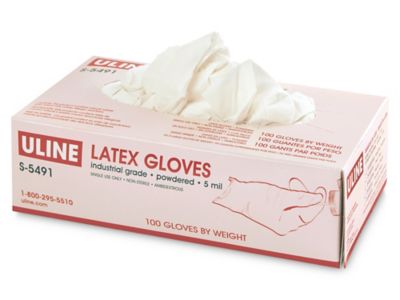 Uline Industrial Latex Gloves - Powdered, XS S-5491XS - ULINE