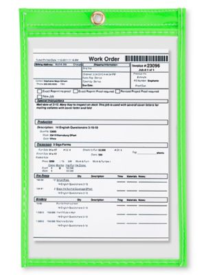 Job Ticket Holders - 5 x 8", Green S-5497G