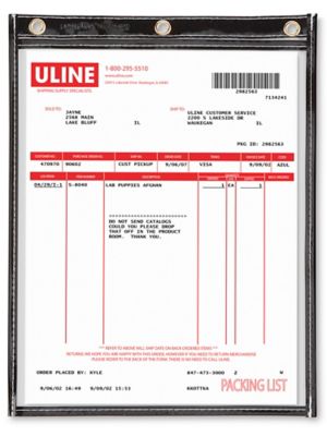 Job Ticket Holders 8 1/2 x 11", Black S5498BL Uline