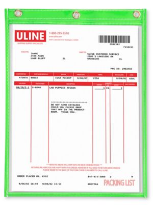 Job Ticket Holders - 8 1/2 x 11", Green S-5498G