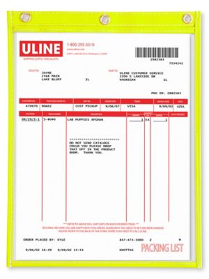 Job Ticket Holders - 8 1/2 x 11", Yellow S-5498Y
