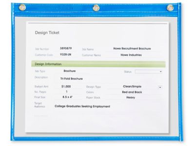 Job Ticket Holders - 12 x 9", Neon Blue S-5512BLU