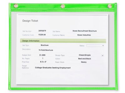 Job Ticket Holders - 12 x 9", Green S-5512G