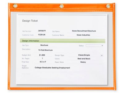 Job Ticket Holders - 12 x 9", Orange S-5512O