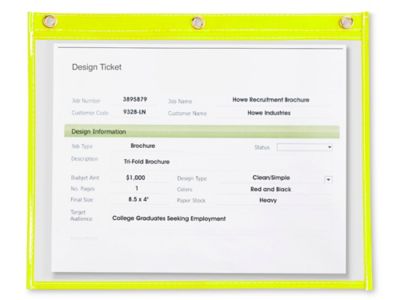 Job Ticket Holders - 12 x 9", Yellow S-5512Y