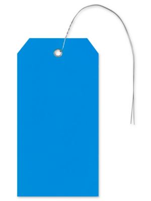 Plastic Tags - 4 3/4 x 2 3/8, Blue, Pre-wired S-5544BLU-PW - Uline