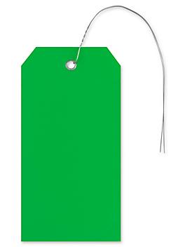 Plastic Tags - 4 3/4 x 2 3/8", Green, Pre-wired S-5544G-PW
