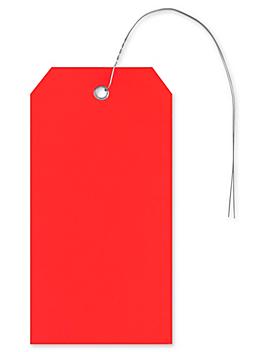 Plastic Tags - 4 3/4 x 2 3/8", Red, Pre-wired S-5544R-PW
