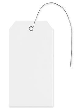 Plastic Tags - 4 3/4 x 2 3/8", White, Pre-wired S-5544W-PW