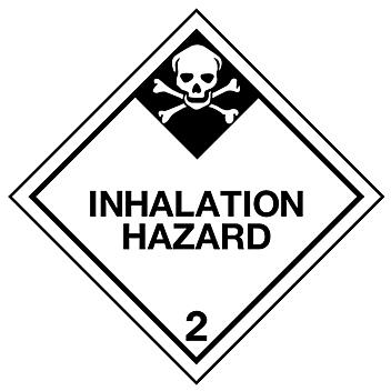 D.O.T. Labels - "Inhalation Hazard 2", 4 x 4" S-5562