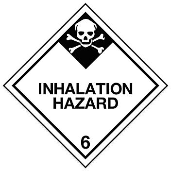 D.O.T. Labels - "Inhalation Hazard 6", 4 x 4" S-5563