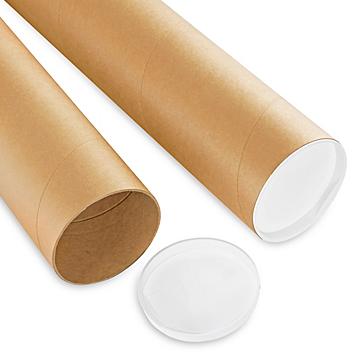 Kraft Mailing Tubes with End Caps - 4 x 60", .125" thick S-5575