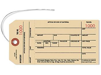 1-Part Stub Style Inventory Tags - Pre-wired, #1000 - 1999 S-5584PW