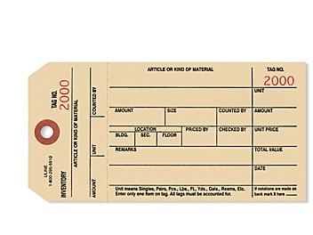 1-Part Stub Style Inventory Tags - #2000 - 2999
