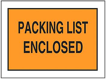 "Packing List Enclosed" Full-Face Envelopes - Orange, 7 x 5 1/2" S-560