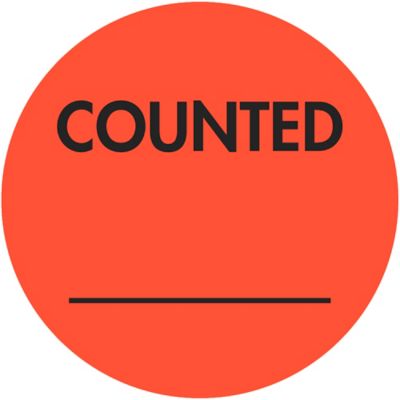 Étiquettes adhésives de gestion des stocks – « Counted _____ », 2 po, circulaire