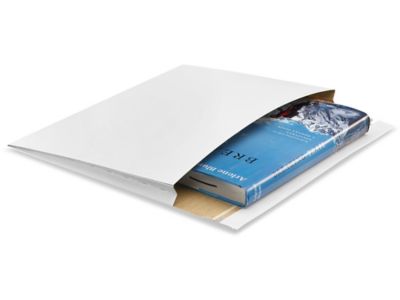White Self-Seal Gusseted Stayflats&reg; - 12 1/2 x 9 1/2 x 1" S-5895