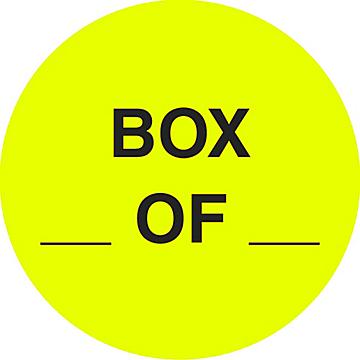 Etiquetas Adhesivas Circulares para Control de Inventario - "Box __ of __", 2"