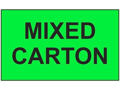 "Mixed Carton" Label - 3 x 5" S-5921