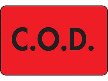 Fluorescent Shipping Labels - "C.O.D.", 2 x 3"