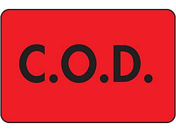 Fluorescent Shipping Labels - "C.O.D.", 2 x 3" S-5929