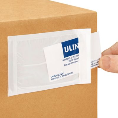 Enveloppes à ouverture latérale pour cartes professionnelles – 3 x 4 1/2  po, transparent S-5940 - Uline