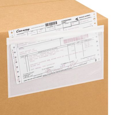 Enveloppes de bordereau d'expédition à ouverture latérale – 3 1/2 x 5 po,  transparent S-2978 - Uline