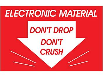 "Electronic Material/Don't Drop/Don't Crush" Label - 3 x 5" S-5945