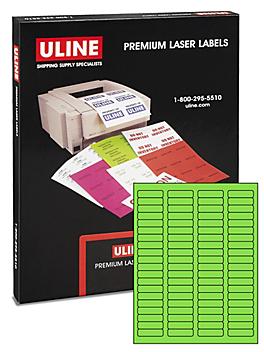 Uline Laser Labels - Fluorescent Green, 1 15/16 x 1/2" S-5961G