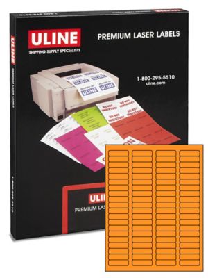 Uline Laser Labels - Fluorescent Orange, 1 15/16 x 1/2" S-5961O
