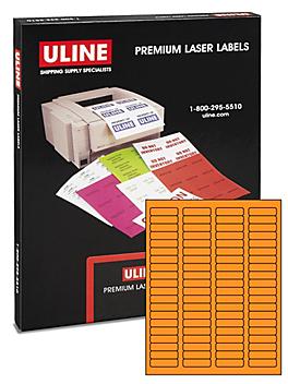 Uline Laser Labels - Fluorescent Orange, 1 15/16 x 1/2" S-5961O