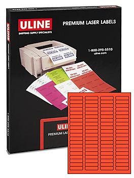Uline Laser Labels - Fluorescent Red, 1 15/16 x 1/2" S-5961R