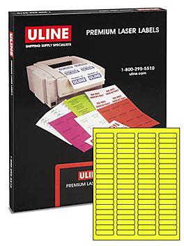 Uline Laser Labels - Fluorescent Yellow, 1 15/16 x 1/2" S-5961Y
