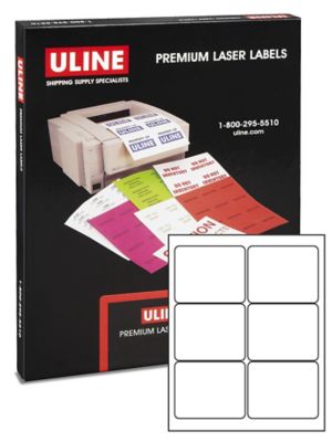 Uline Removable Laser Labels - White, 4 x 3 1/3